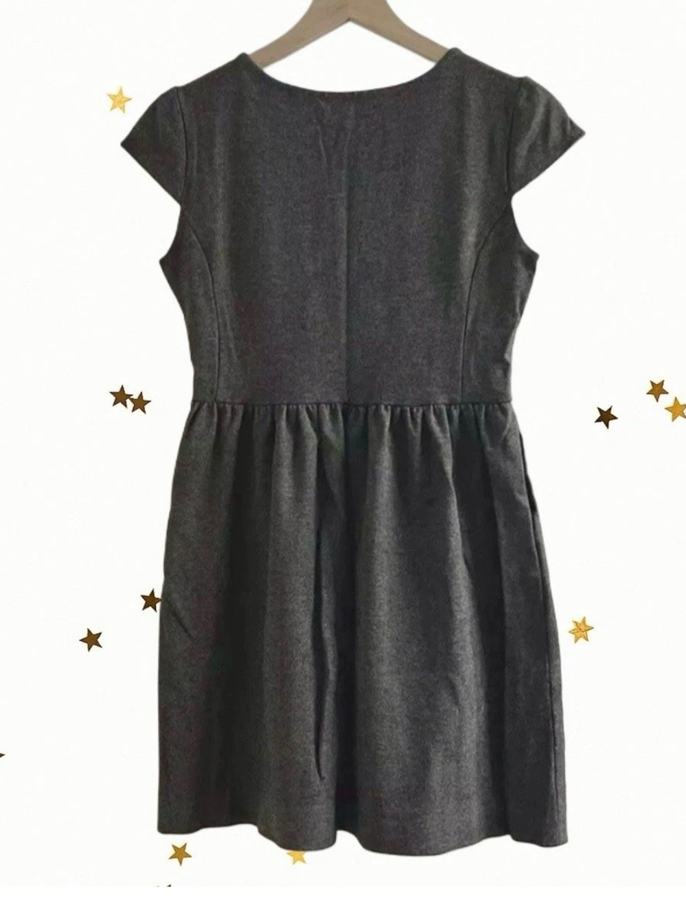 Madewell Ponte Knit Gray Screenplay Cap Sleeve Pleated Dress w/ Pockets size S